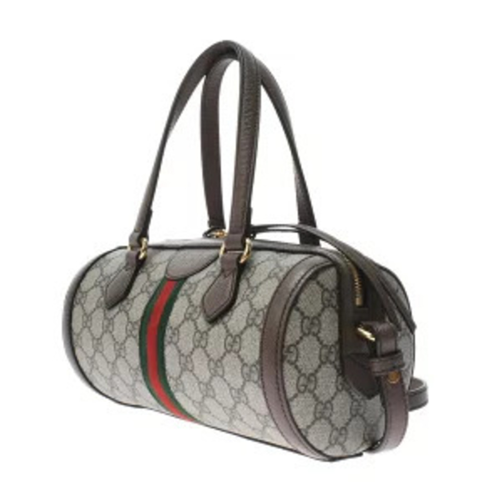 Gucci Ophidia GG Boston Bag Beige Brown Supreme Canvas Leather Shoulder - Picture 2 of 9